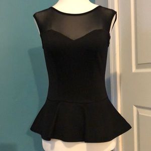 Pink Owl Black Peplum Top